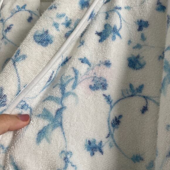 Hill House Hotel Robe L/XL Bathrobe Blue Floral Cotton Cottagecore Trim Belted - Picture 5 of 8